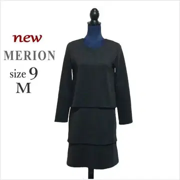 미사용 (MERION) 블랙 티어드 긴팔 원피스 저지풍 여성용 9