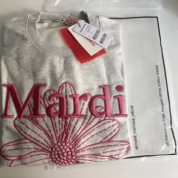 Mardi 꽃 자수 그레이 트레이닝복 핑크 자수