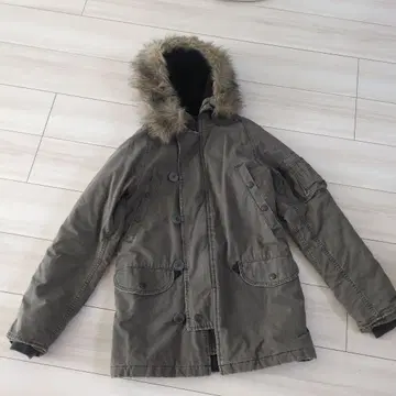 ALPHAINDUSTRIE 카키 밀리터리 스타일 모즈 코트