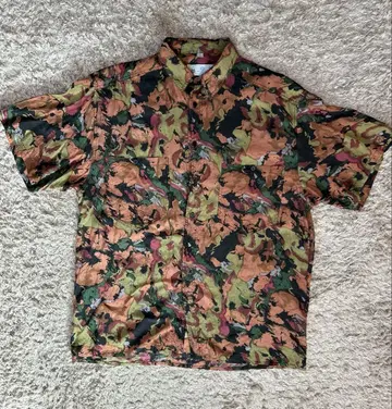 빈티지 90s 실크 카모플라쥬 셔츠 C&A