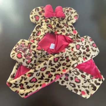 디즈니 미니 레오파드 무늬 팬캡 머플러