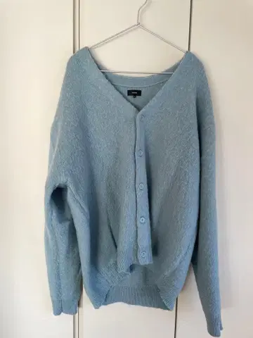 BEAMS 샤기 니트 가디건 모헤어 혼방 스카이블루