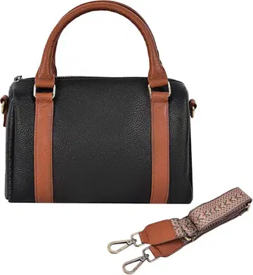 토트백 여성용 천연 가죽 핸드백 블랙 숄더백