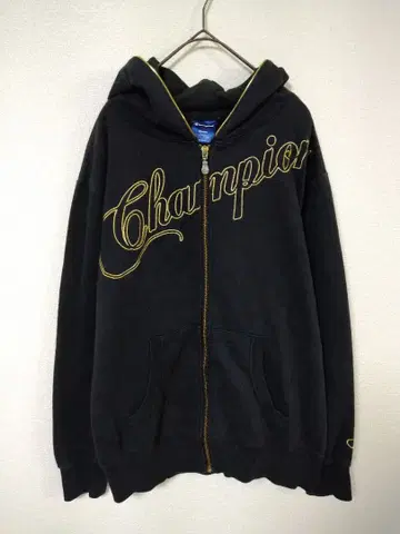 챔피온 집업 자켓 남성용 M 블랙 컬러 골드 자수 로고 Y2K