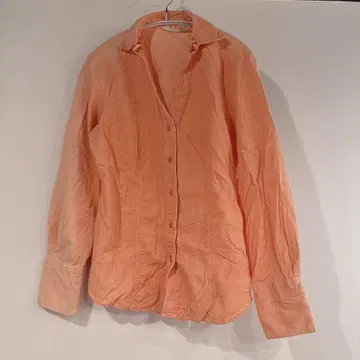 파스텔 오렌지 컬러 긴팔 버튼 셔츠