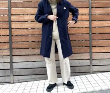 단톤 울 모사 여성용 코트 네이비