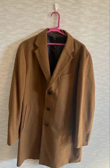 GU 울 블렌드 체스터 코트 폴리에스테르 브라운 317379