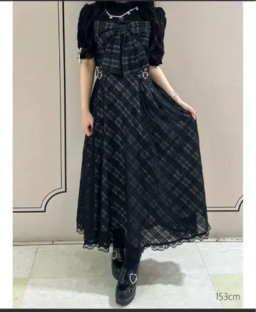 ROJITA 빅 리본 포인트 도킹 롱 원피스