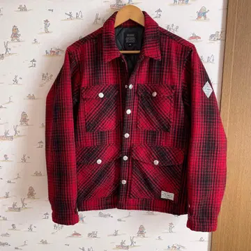 CRIMIE 레드 블랙 체크 자켓 M 사이즈