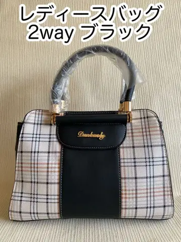 미사용 새상품 블랙 체크 무늬 2way 여성용 스트랩 포함 크리스마스