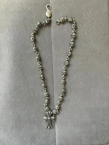 크로스 모티브 실버풍 목걸이 약 45cm