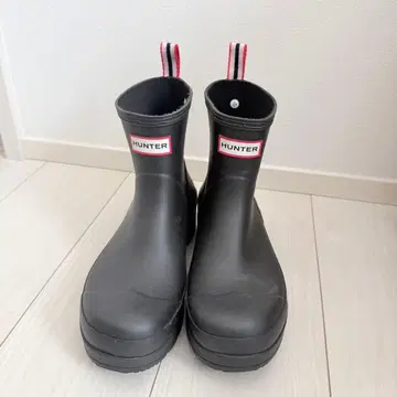 HUNTER 첼시 부츠 플레이 부츠 숏 블랙