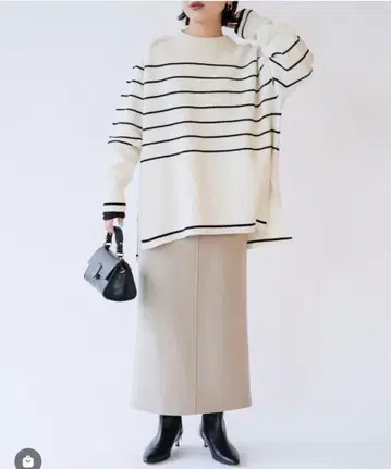 [ 시착만 한 상품 ] IENA 울 나일론 골지 보더 풀오버