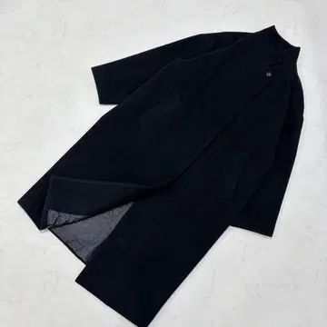 컨디션 최상 미즈이로 인드 울 블렌드 스탠드 카라 코트 네이비