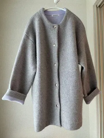 natural couture FOX 혼합 W 페이스 니트 코트