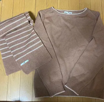 23구 베이지 니트 & 머플러 세트 44 스트라이프