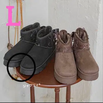 시마무라 아오키 미사코 리본 기모 부츠 블랙 L