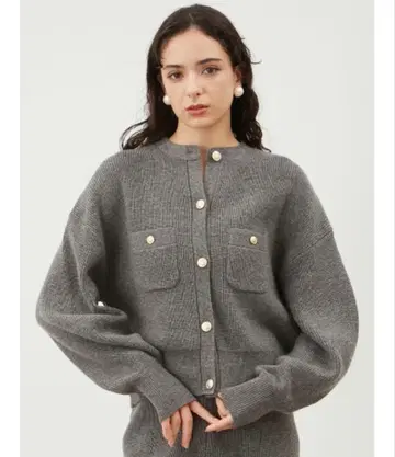 Mila Owen SET UP 금장 버튼 크루넥 니트 가디건 사이즈 0