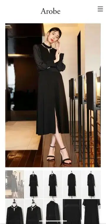 Arobe 2WAY 넥 펄 장식 드레스