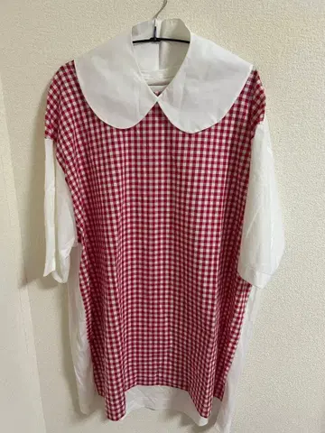 [산토니분노이치] 깅엄 체크 원피스 탈착식 옷깃 세트