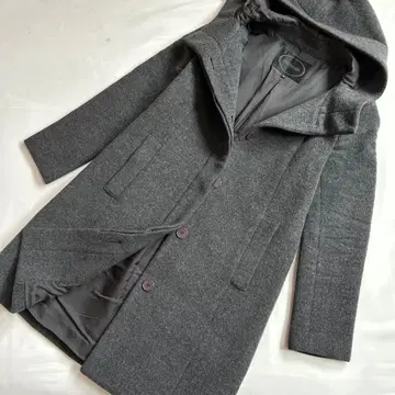 언타이틀 UNTITLED 후드 부착 코트 울 94% 그레이