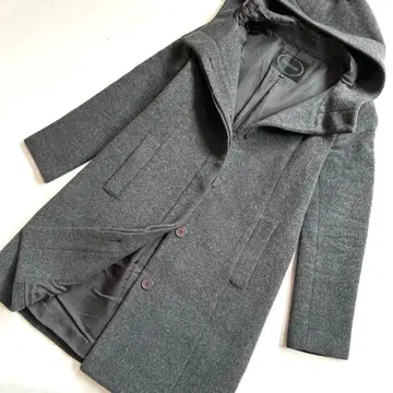 언타이틀 UNTITLED 후드 부착 코트 울 94% 그레이