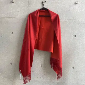 캐시미어 100% 오렌지 / 빨간색 프린지 스톨