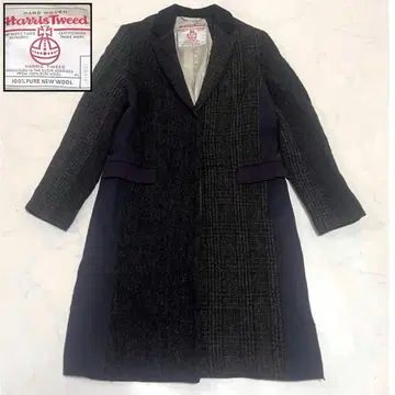 해리스 트위드 BEAUTY&YOUTH 체스터 코트 헤링본 콜라보