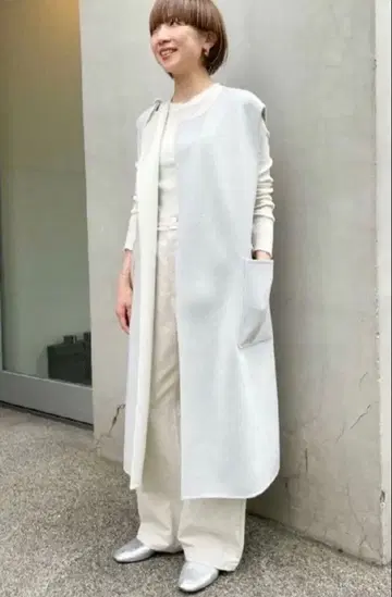 택 포함 미사용 GALERIE VIE 울 더블 페이스 노카라 베스트