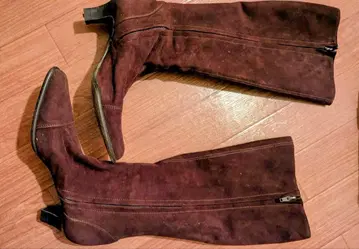 다크 브라운 스웨이드 롱 부츠