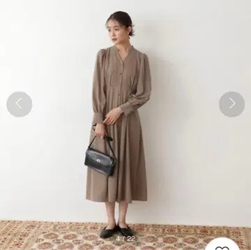 N. 브라운 롱 드레스 허리밴딩 포함