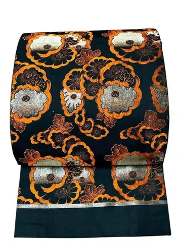 S65 앤티크 마루오비 새상품급 꽃무늬 순수 실크