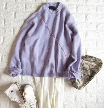 N.O.R.C by the line 고급 캐시미어 울 루즈핏 니트 라벤더