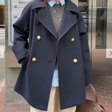 울 혼방 미들 기장 P 코트