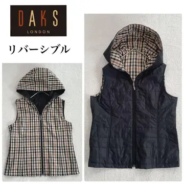 [ 새상품급 ] DAKS 닥스 리버서블 베스트 충전솜 후드 하우스 체크