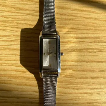 ete 실버 메쉬 밴딩 직사각형 시계