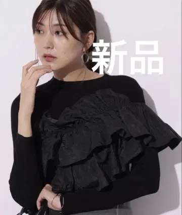 [ 새상품 ] Mystrada 마이 스트라다 아지메 프릴 니트 긴팔