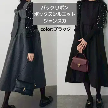 백리본 박스 실루엣 점프 스커트 블랙