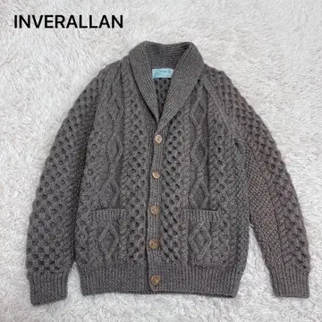 인버아란 사이즈 42 숄카라 가디건 6A 브라운