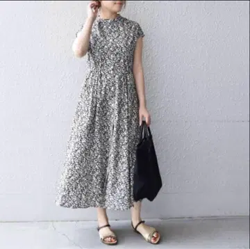 SHIPS any: 프렌치 슬리브 플라워 셔츠 원피스 블랙 프리