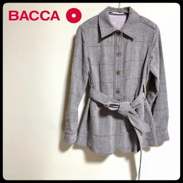 BACCA 울 자켓 벨트 포함 귀여운 두꺼운 원단 가디건 체크 36