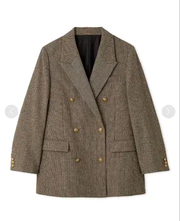 Mila Owen 체크 금장 버튼 더블 브레스트 롱 블레이저