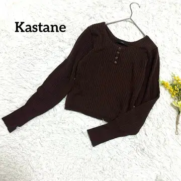 카스타네 긴팔 티셔츠 성숙 캐주얼 얇은 소재 숏 기장 브라운 여성용