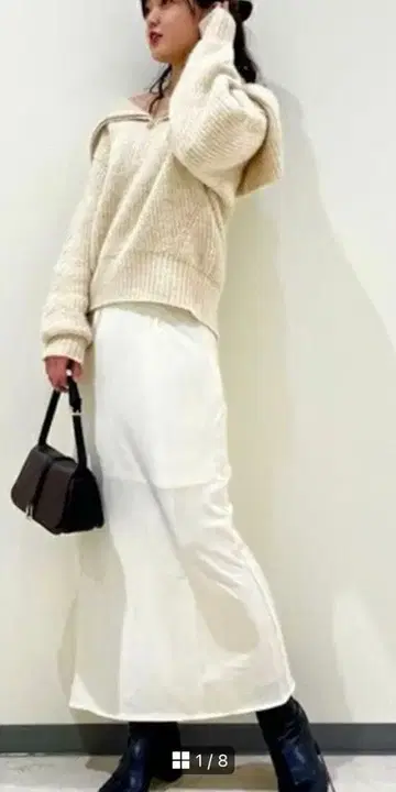 릴리 브라운 LILY BROWN 하프 지퍼 니트 셋업 F 사이즈