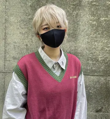 LHP 투톤 니트 베스트 로즈