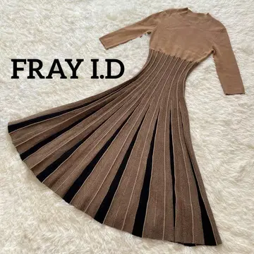FRAY I.D 플리츠 니트 원피스 베이지 F 프레이 아이디