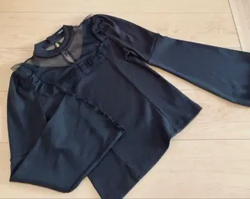 EATME 레이스 프릴 블랙 플레어 슬리브 프리 사이즈