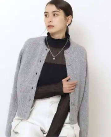 그레이 라메 니트 가디건 긴팔