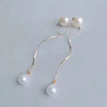 사토식 림프 케어 이어커프 (뷰티 커프) 웨이브 라인 x 드롭 펄