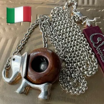 실버 롱 목걸이 각인 있음 이탈리아 앤티크 코끼리 체인